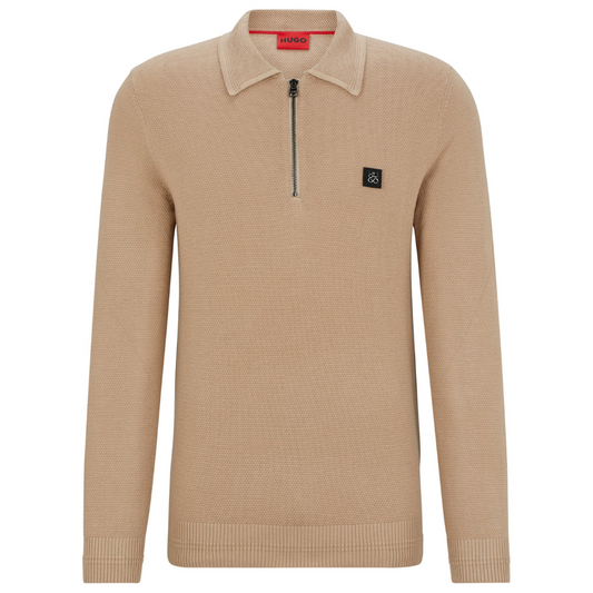 Hugo Sastor Knitted Polo in Medium Beige