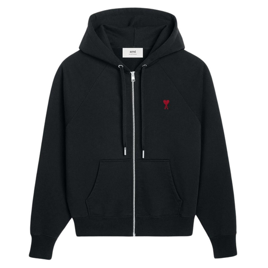 AMI Zipped Hoody in Black