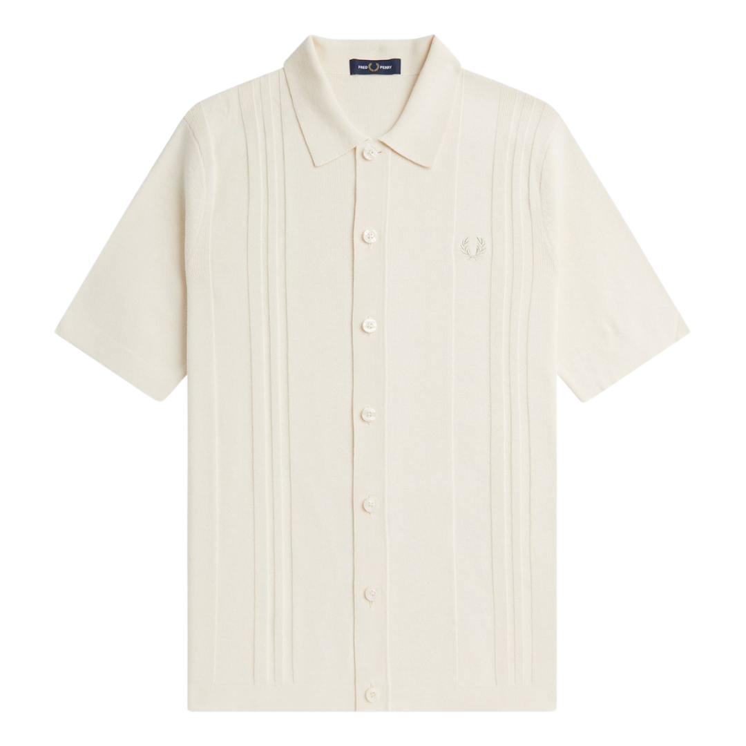 Fred Perry Button Thru Knit in Cream