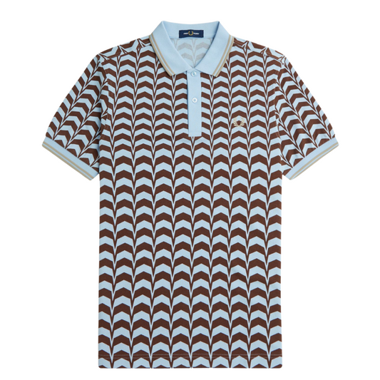 Fred Perry Bold Print Polo in Light Smoke