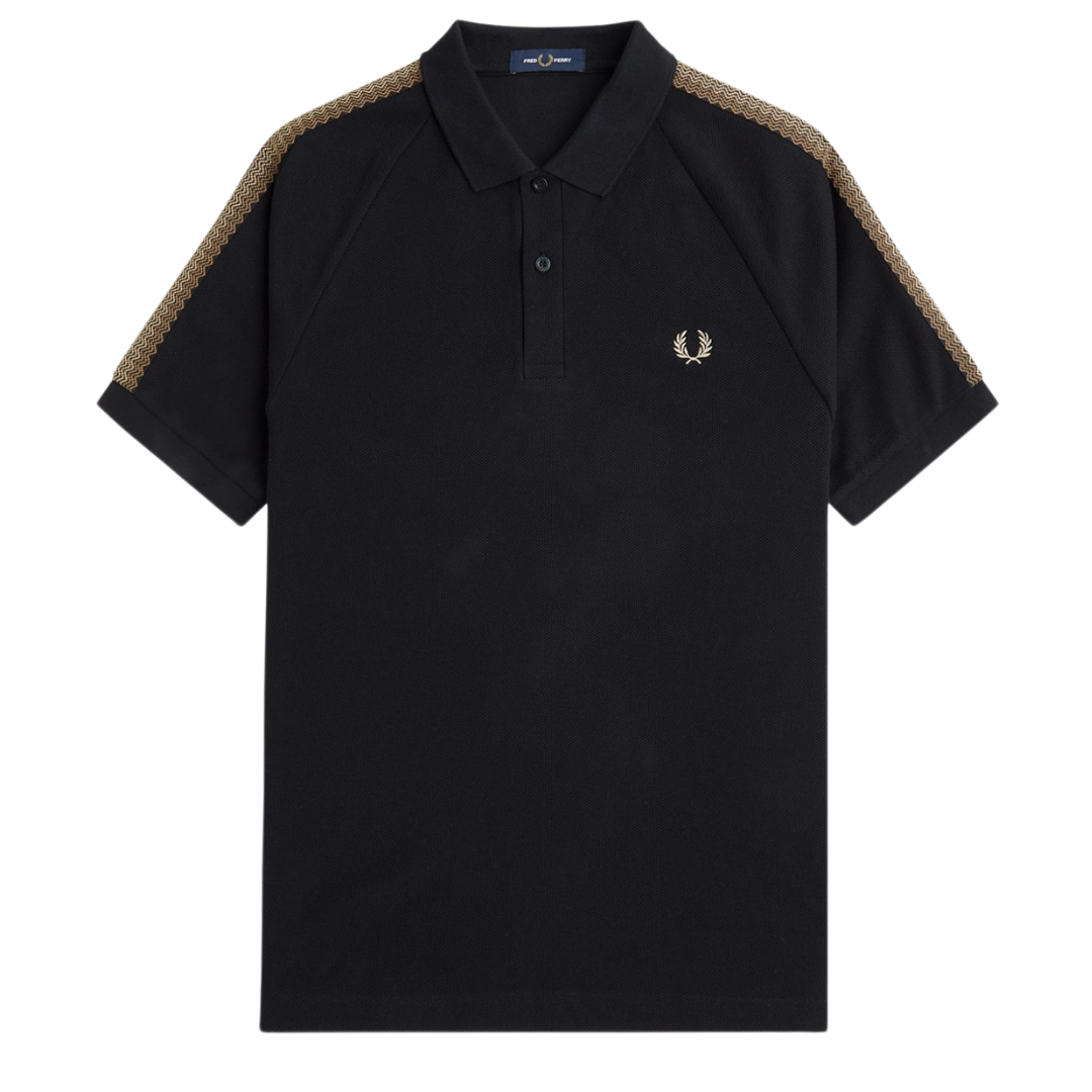 Fred Perry Honeycomb Tape Polo in Black