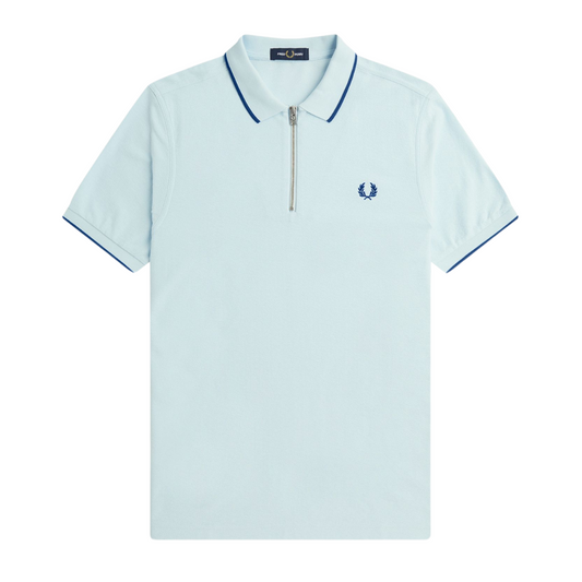 Fred Perry Crepe Zip Neck in Light Ice