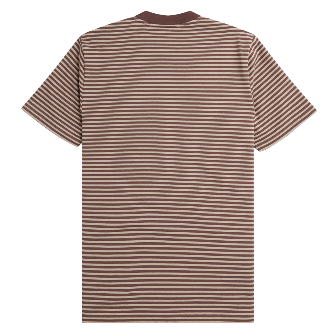 Fred Perry Fine Striped Tee in Brick Red