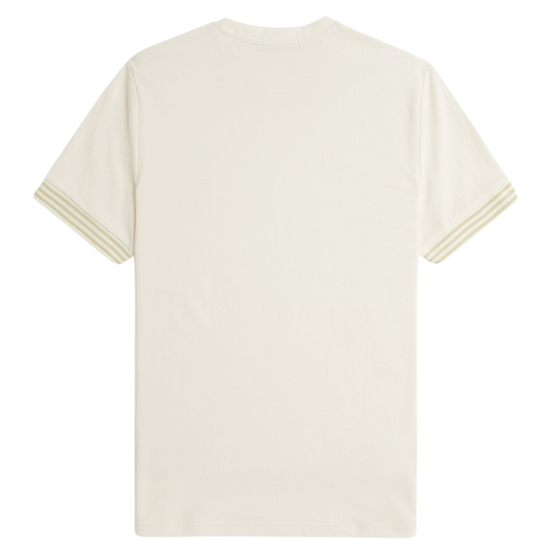 Fred Perry Striped Cuff Tee in Cream