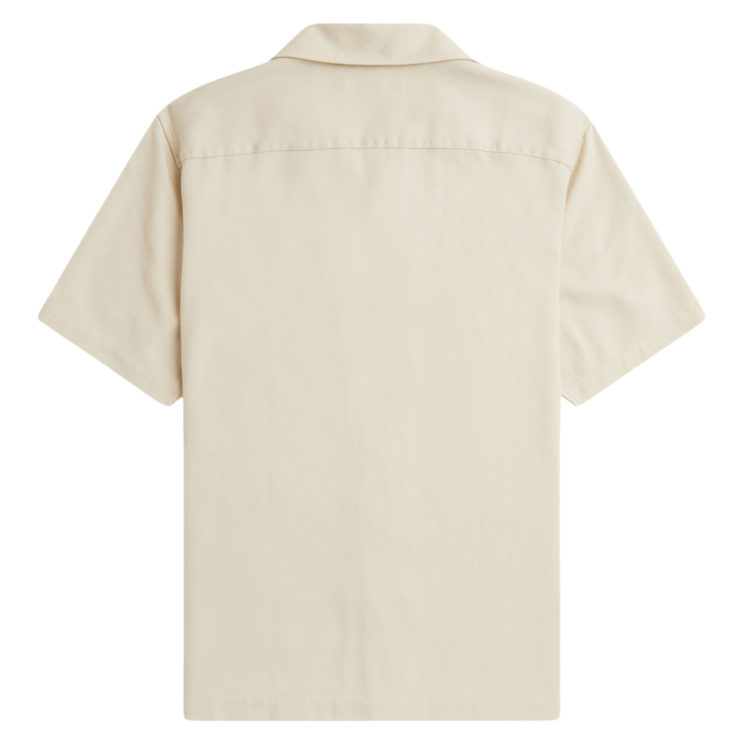 Fred Perry Pique Texture Collar Shirt in Oatmeal