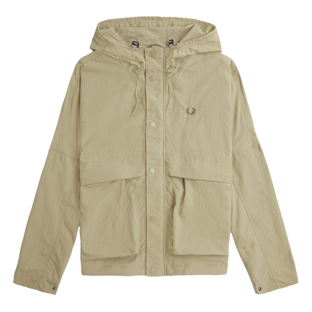 Fred Perry Cropped Parka in Warm Grey