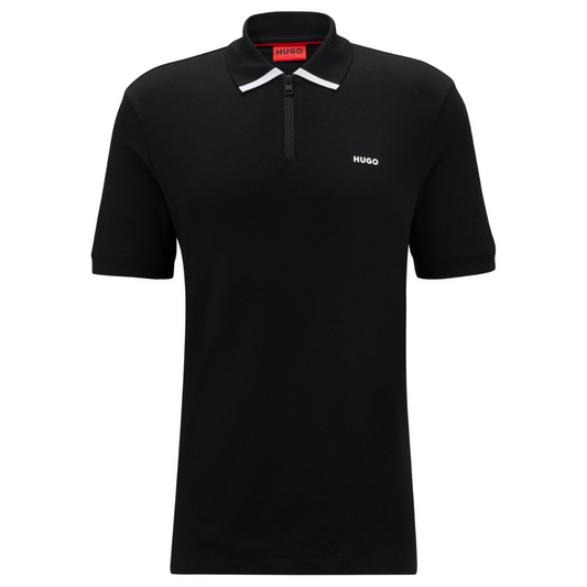 Hugo Dalomino Quarter Zip Polo in Black