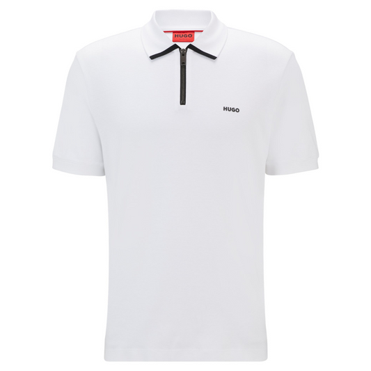 Hugo Dalomino Quarter Zip Polo in White