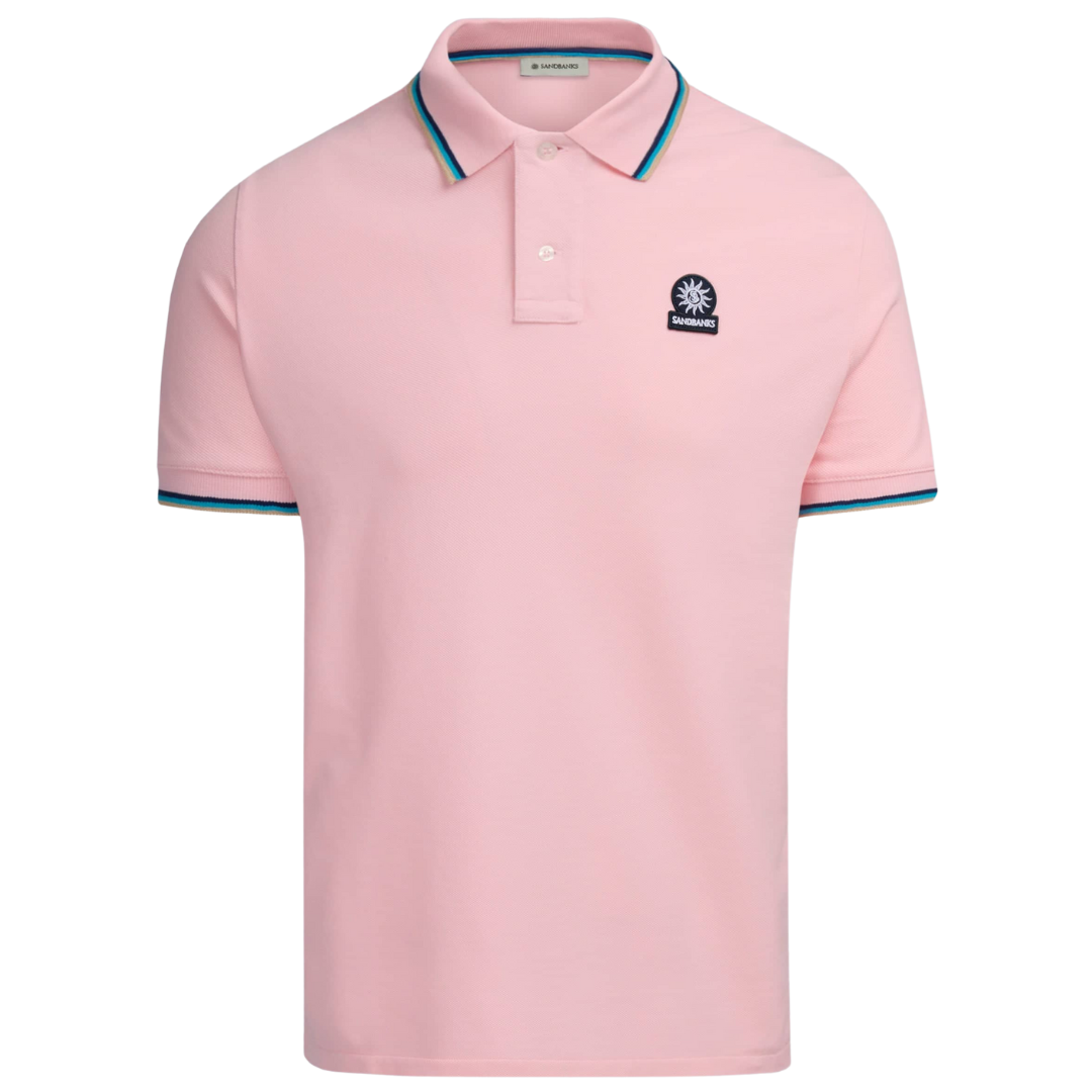 Sandbanks Tipped Polo in Rose