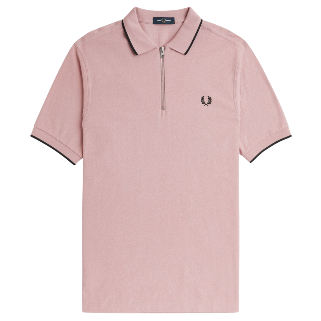 Fred Perry Crepe Zip Neck in Dusty Rose