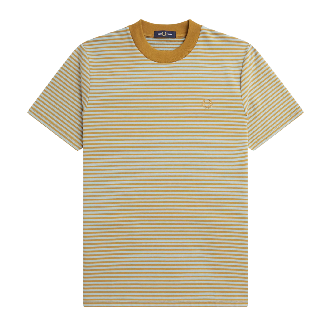 Fred Perry Fine Stripe Heavy Weight Tee in Caramel