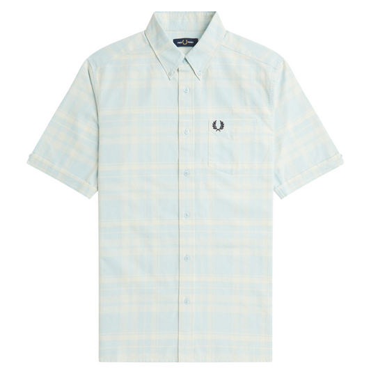 Fred Perry Short Sleeve Check Shirt in Light Ice