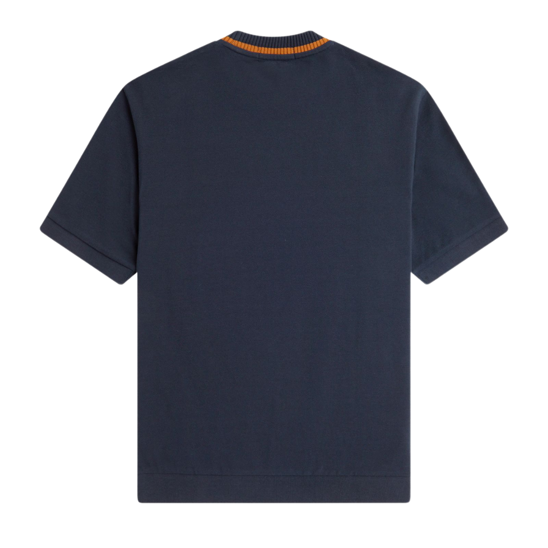 Fred Perry Crew Neck Pique T-Shirt in Navy