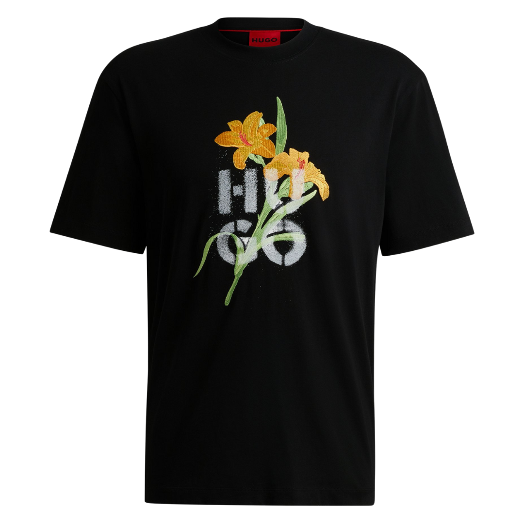 HUGO Dilablumi Tee in Black