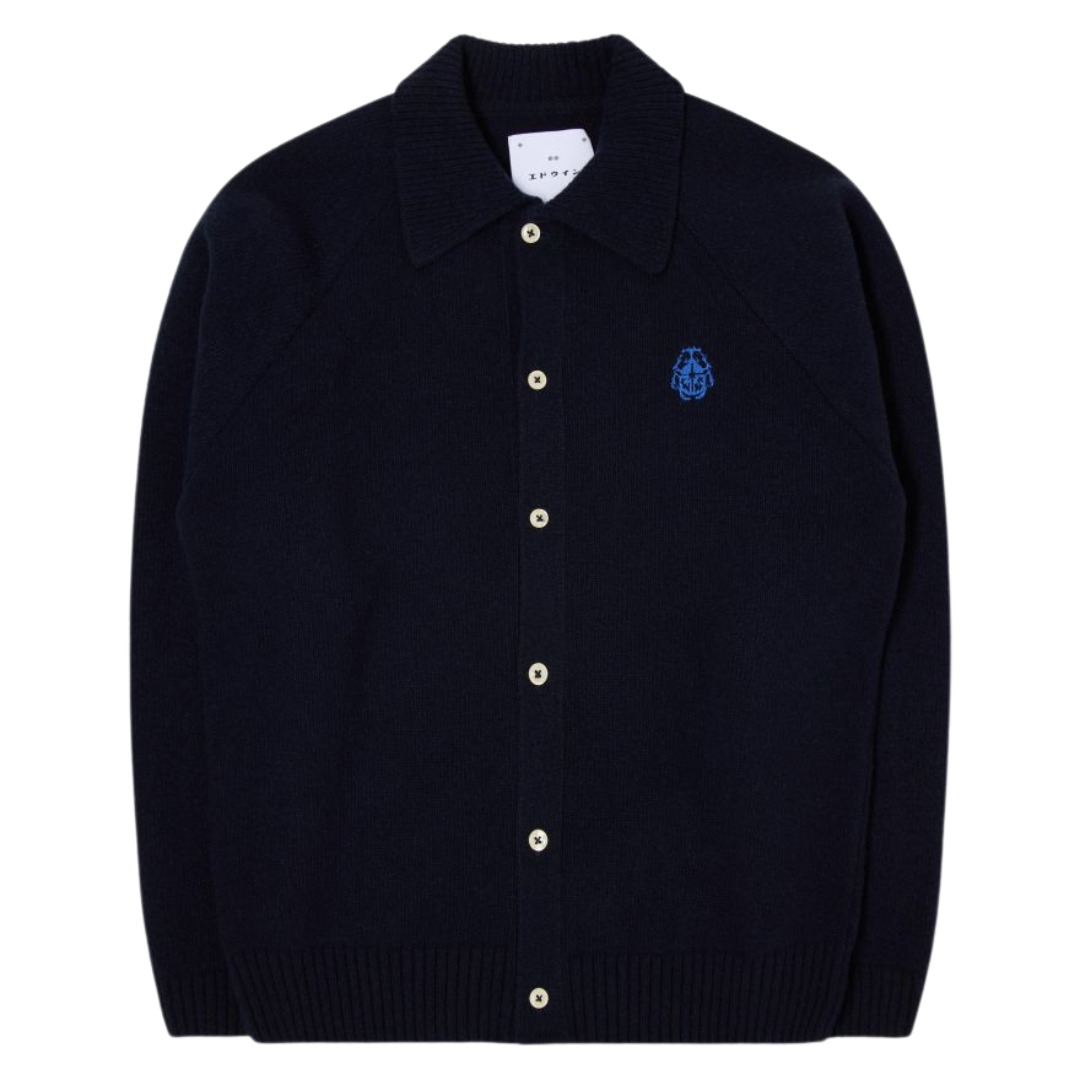 Edwin Mars Polo Cardigan in Navy