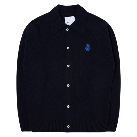 Edwin Mars Polo Cardigan in Navy