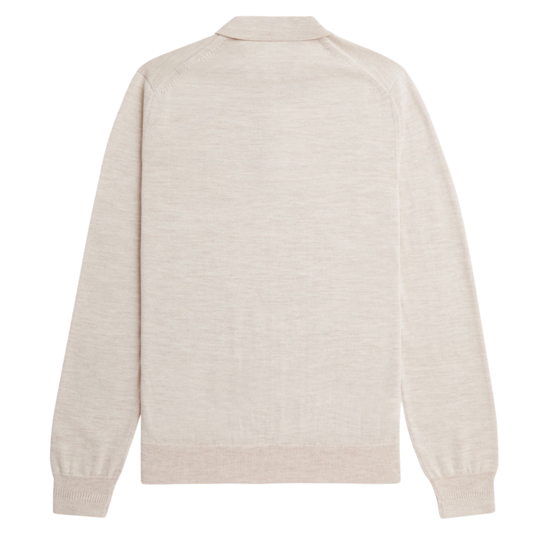 Fred Perry Classic Knitted Shirt LS in Porridge Marl