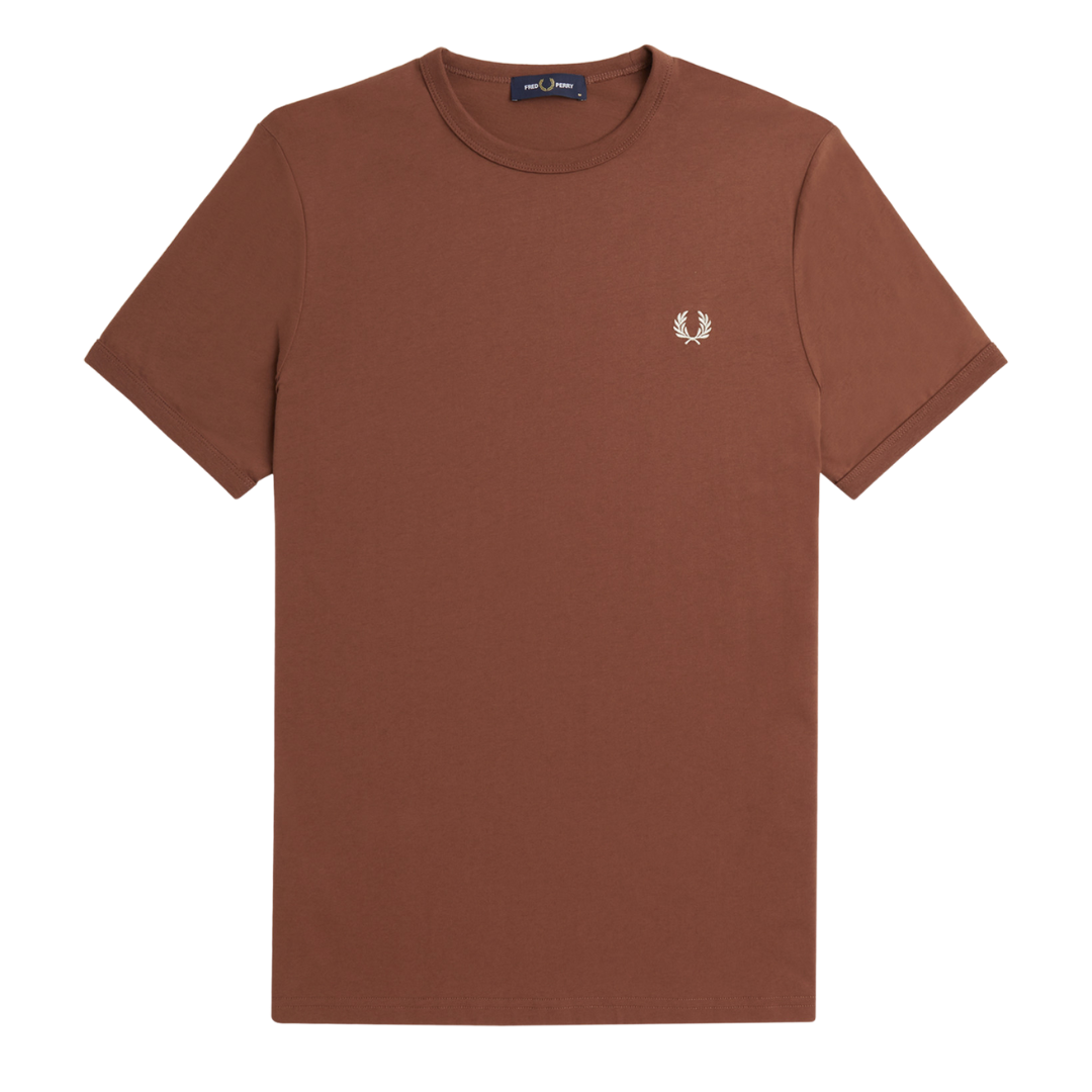 Fred Perry Ringer Tee in Whisky Brown