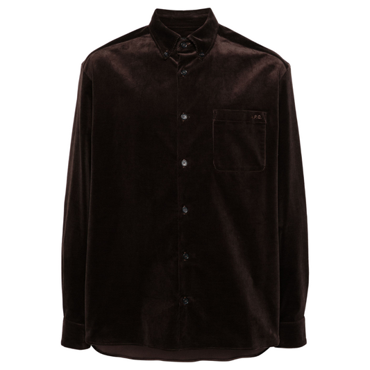 A.P.C Mateo Logo Shirt in Brown